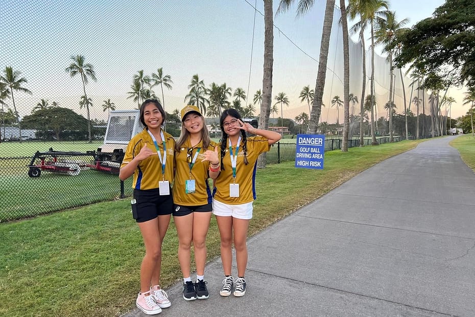 MOANALUA LIONS & MOANALUA HIGH SCHOOL LEOS serving at Field Marshalls and ground support at the 2023 Sony Open.